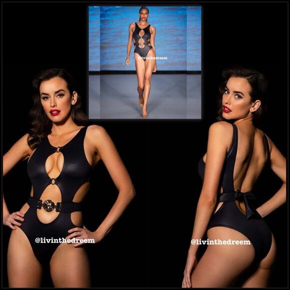 Honey Birdette Miami Wet Look One Piece Swim Suit SZ M $175 - Picture 1 of 15